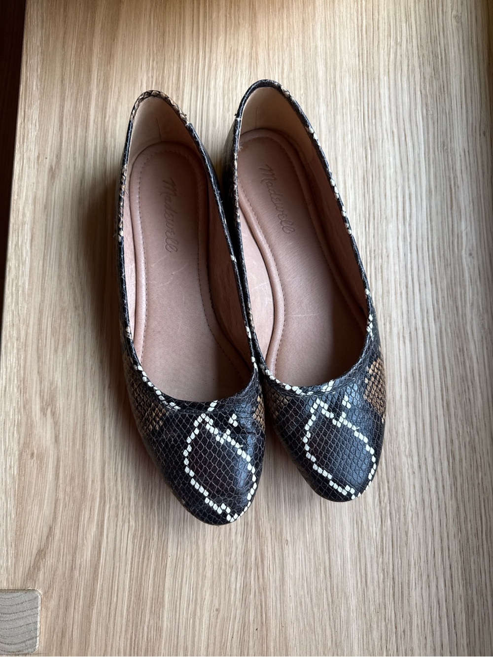 Madewell Snakeskin Print Pointed Toe Flats Size 7.5